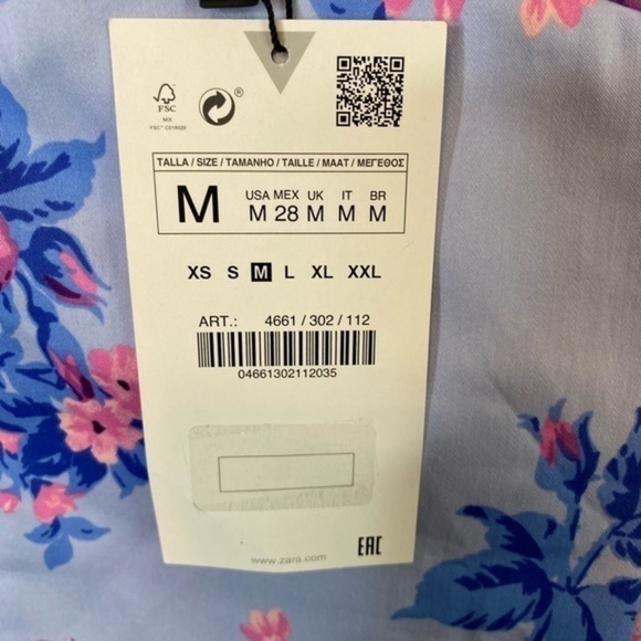 Zara NWT Floral A Line V Neck Cocktail Dress Size Medium. - Picture 4 of 7